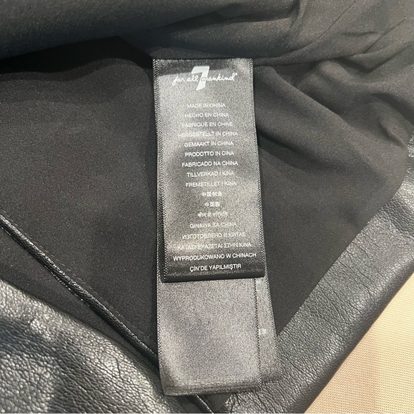 7 For All Mankind Faux Vegan Leather Belted Jacket Blazer Black Size Large - Picture 10 of 16